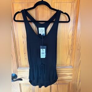 Chaser drawstring waist T-back tank top XS black new with tags NWT